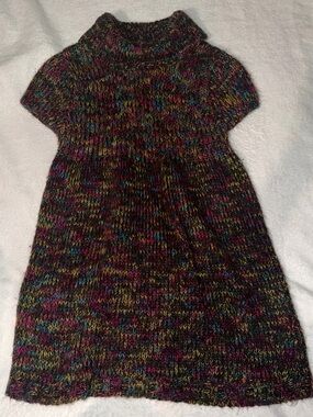 Girls Multicolor Knit A-Line Dress with Mock Neck sweater dress misunderstood